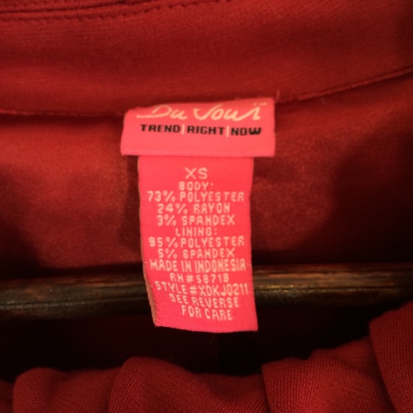 Du Jour Red Jacket with Slight Ruffled Collar - Picture 3 of 3